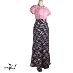 Vintage 1970s Century of Boston Glitter Plaid Maxi Skirt Size 12 W27"- Hey Viv